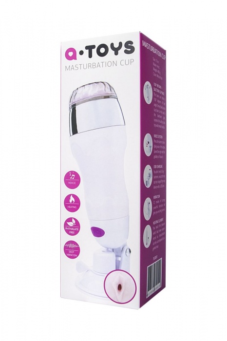 Мастурбатор-вагина в белой колбе с присоской и функцией нагрева - A-toys - в Ельце купить с доставкой