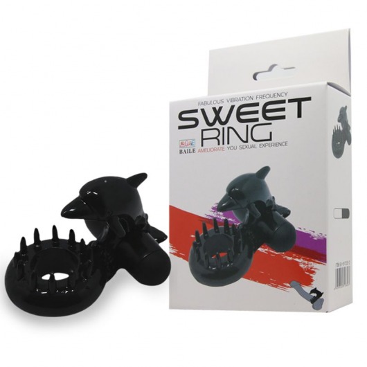 Чёрное эрекционное виброкольцо Sweet Ring с дельфинчиком - Baile - в Ельце купить с доставкой