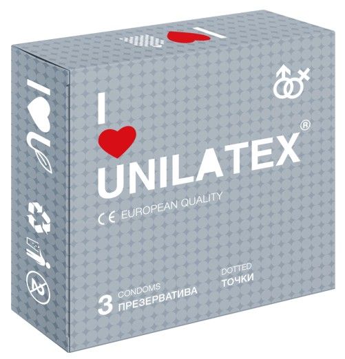 Презервативы с точками Unilatex Dotted - 3 шт. - Unilatex - купить с доставкой в Ельце