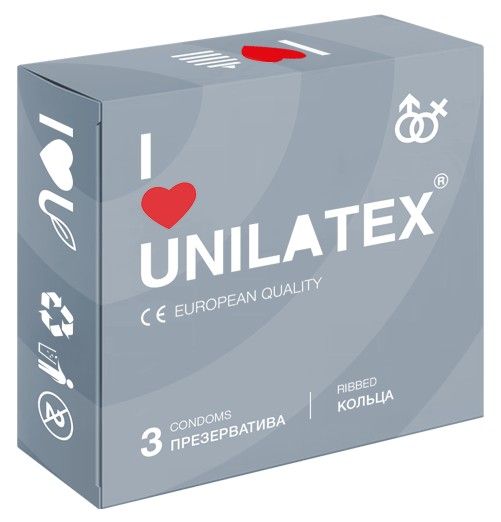 Презервативы с рёбрами Unilatex Ribbed - 3 шт. - Unilatex - купить с доставкой в Ельце