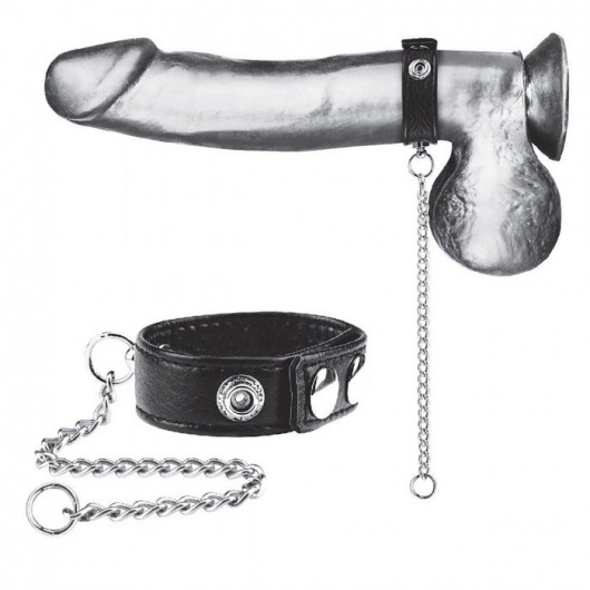 Утяжка на пенис с поводком Snap Cock Ring With 12  Leash - BlueLine - купить с доставкой в Ельце