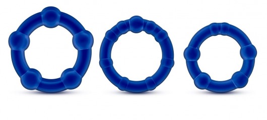 Набор из 3 синих эрекционных колец Stay Hard Beaded Cockrings - Blush Novelties - в Ельце купить с доставкой