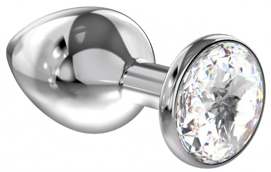 Большая серебристая анальная пробка Diamond Clear Sparkle Large с прозрачным кристаллом - 8 см. - Lola Games - купить с доставкой в Ельце