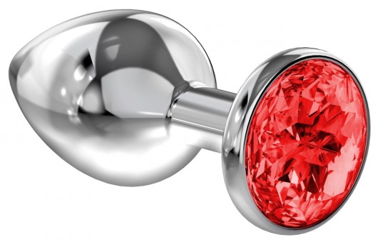 Большая серебристая анальная пробка Diamond Red Sparkle Large с красным кристаллом - 8 см. - Lola Games - купить с доставкой в Ельце
