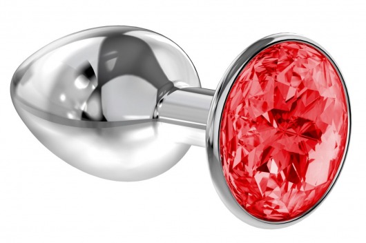 Малая серебристая анальная пробка Diamond Red Sparkle Small с красным кристаллом - 7 см. - Lola Games - купить с доставкой в Ельце