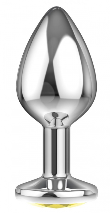 Большая серебристая анальная пробка Diamond Yellow Sparkle Large с жёлтым кристаллом - 8 см. - Lola Games - купить с доставкой в Ельце