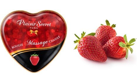 Массажная свеча с ароматом клубники Bougie Massage Candle - 35 мл. - Plaisir Secret - купить с доставкой в Ельце