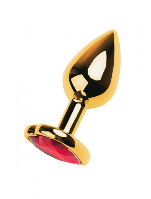 Золотистая анальная пробка с кристаллом-сердцем - 7,5 см. - ToyFa - купить с доставкой в Ельце