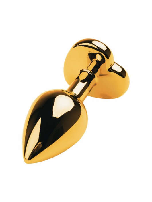 Золотистая анальная пробка с кристаллом-сердцем - 7,5 см. - ToyFa - купить с доставкой в Ельце