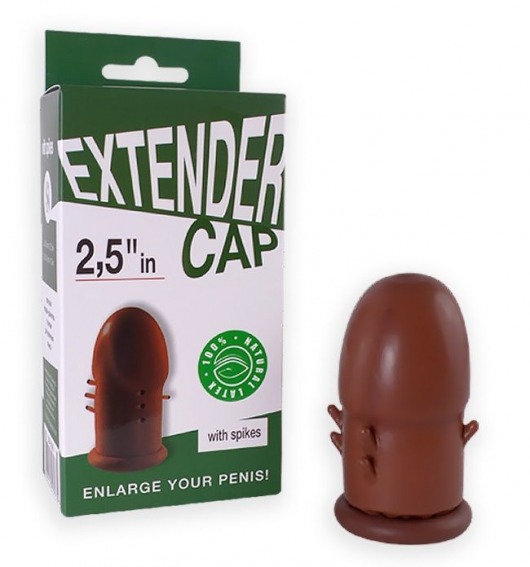Коричневый латексный удлинитель пениса 2.5 in с шипиками - Sitabella - в Ельце купить с доставкой