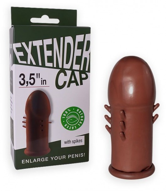 Коричневый латексный удлинитель пениса 3.5 in с шипиками - Sitabella - в Ельце купить с доставкой