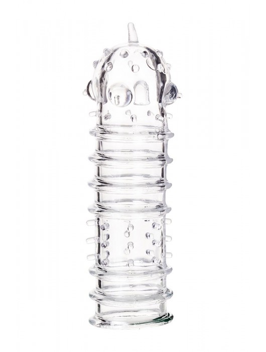 Прозрачная насадка на пенис TOYFA A-Toys с ребрами и точками - 15,3 см. - A-toys - в Ельце купить с доставкой