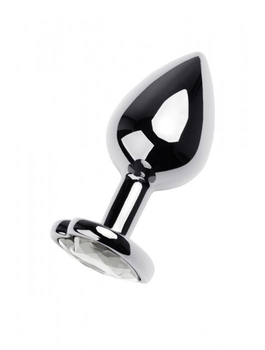 Серебристая анальная пробка с прозрачным кристаллом-сердцем - 8 см. - ToyFa - купить с доставкой в Ельце