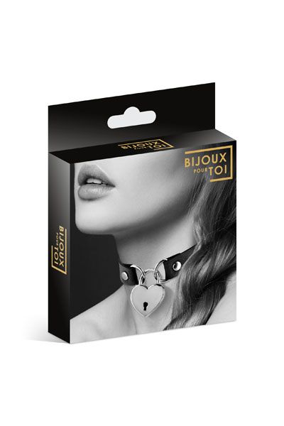 Черный чокер с замком в форме сердца - Bijoux Pour Toi - купить с доставкой в Ельце