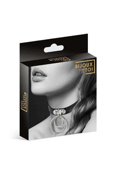 Черный чокер с двумя кольцами - Bijoux Pour Toi - купить с доставкой в Ельце