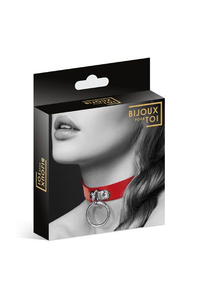 Красный узенький чокер с кольцом - Bijoux Pour Toi - купить с доставкой в Ельце