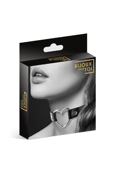 Чёрный чокер с кольцом в форме сердца - Bijoux Pour Toi - купить с доставкой в Ельце