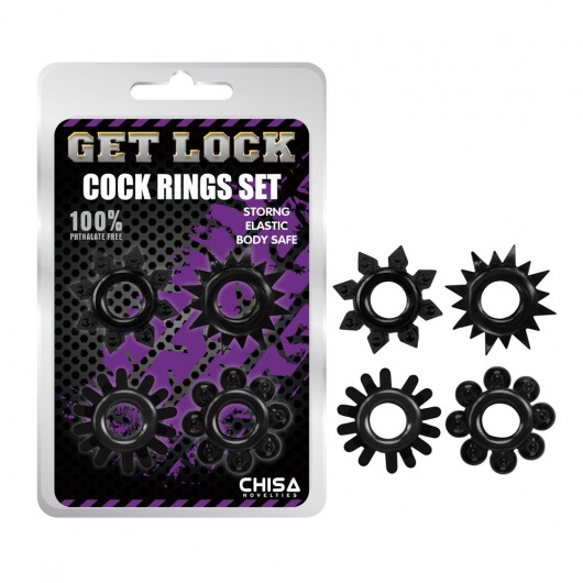 Набор из 4 черных эрекционных колец Get Lock - Chisa - в Ельце купить с доставкой