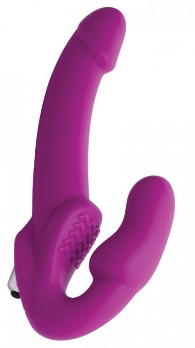 Ярко-розовый безремневой вибрострапон Evoke Vibrating Strapless Silicone Strap-on Dildo - XR Brands - купить с доставкой в Ельце