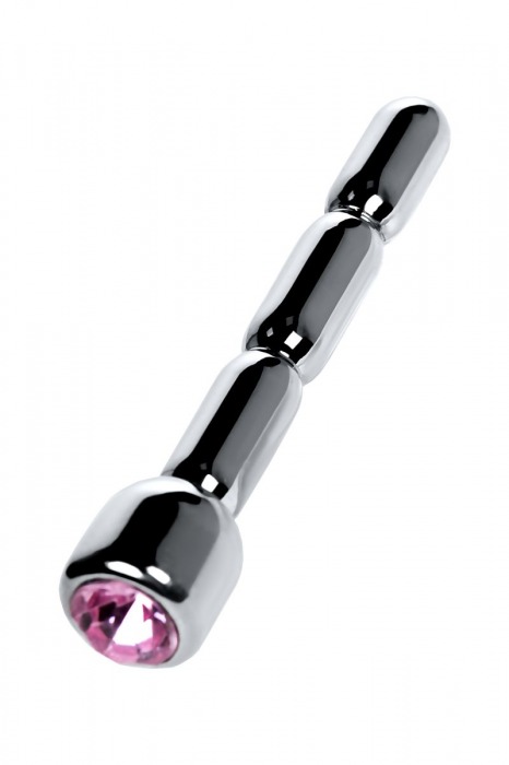 Серебристый уретральный плаг со стразом - 7 см. - ToyFa - купить с доставкой в Ельце