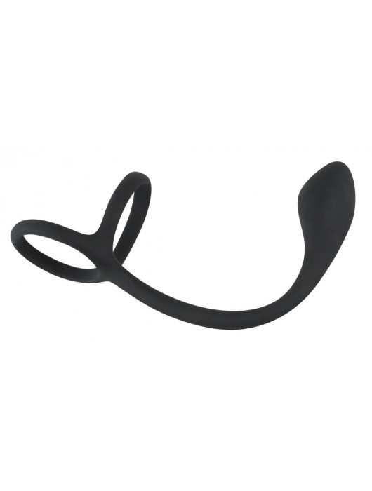 Эрекционное кольцо с утяжкой на мошонку и анальным плаг Black Velvets - Orion - в Ельце купить с доставкой