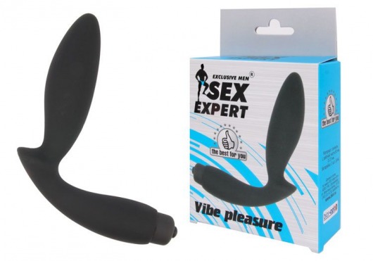 Чёрный вибростимулятор простаты Sex Expert Vibe Pleasure - Sex Expert - в Ельце купить с доставкой