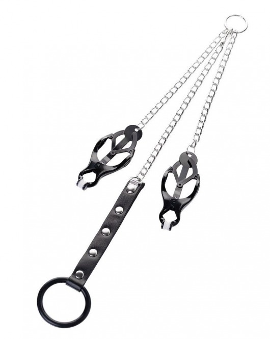 Черно-серебристые зажимы для сосков с кольцом для пениса TOYFA Metal - ToyFa - купить с доставкой в Ельце