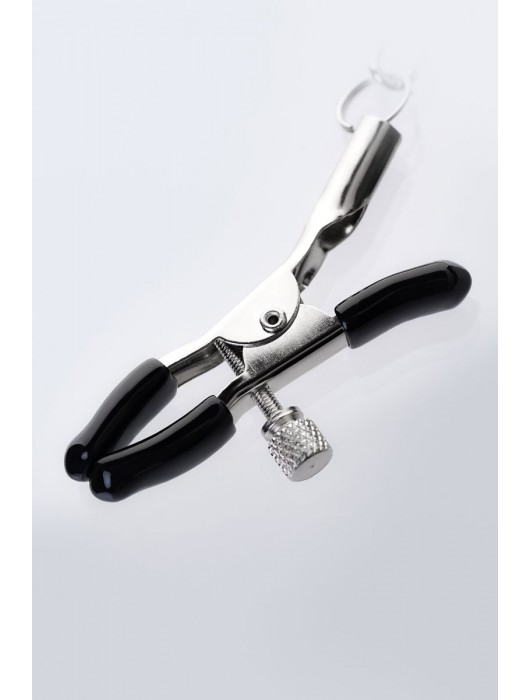 Серебристо-чёрные зажимы для сосков с кольцом для пениса TOYFA Metal - ToyFa - купить с доставкой в Ельце